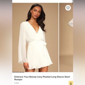 Lulus small embrace your beauty pleated long sleeve skort romper